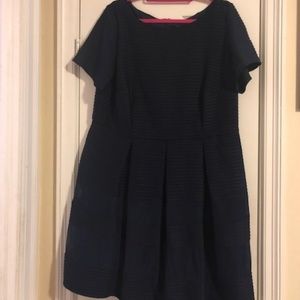 Taylor Pleated Navy short sleeved Plus Size dress